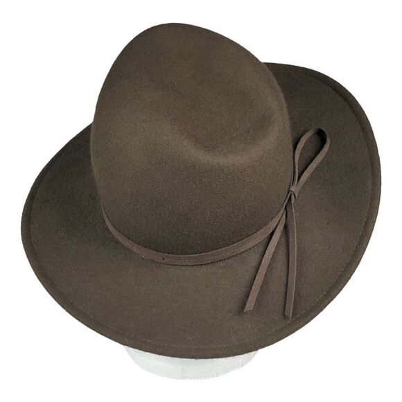 Target 100% Wool Fedora Hat Brown Wide Brim Western Boho Festival Concert Safari - Picture 6 of 6